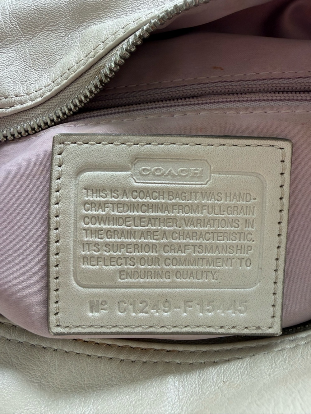 Coach Soft Pebbled Leather Satchel in Cream - Picture 4 of 5
